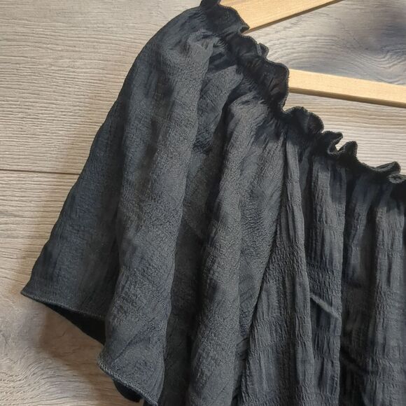 Black Short Sleeve Elastic Neckline Blouse Women's Plus Size 4x - Picture 5 of 7